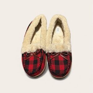 Old Navy_Buffalo Cozy Plaid Women's Slippers_Size 10